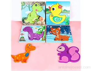 Lot de 6 Puzzles en Bois pour Animaux pour Enfants de 2 à 8 Ans Jouets en Bois pour Tout-Petits Puzzle de Dinosaure Puzzles d'écureuil Jouets éducatifs Ensemble de Puzzles éducatifs pour Enfants