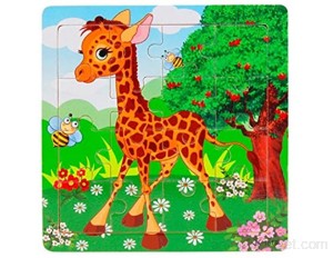 Vovotrade® Puzzles Animaux Bois Jouets pour Enfants Garcon Filles Jouets éducatifs 16 pièces Multicolore
