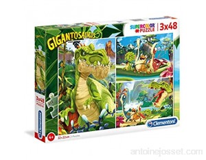 Clementoni-Gigantosaurus-3x48 Enfant-boîte de 3 Puzzles 48 pièces -fabriqué en Italie 4 Ans et Plus 25249