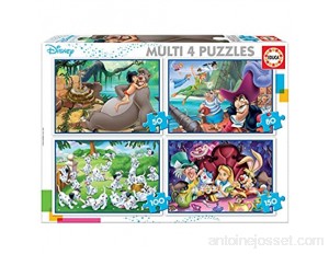 Educa Multi Classiques Disney. 4 Puzzles Progressifs Enfant 50/80/100/150 pièces. +5 Ans. Ref. 18105 Varié