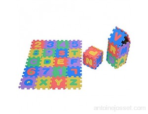 Ausla Lot de 36 tapis pour enfants en EVA antidérapant - Tapis de jeu en forme de chaton jouets avec chiffres et lettres 12 x 12 cm