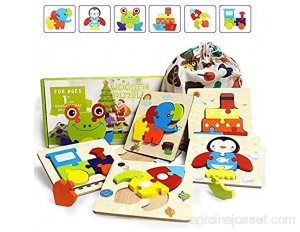 IMMEK Jouet Enfant 3D Puzzles en Bois 1 2 3 4 5 Ans Montessori Educatif Garçon et Fille Jeux Bébé Cadeau Animaux Puzzle 6 Morceaux à Encastrements avec Cadre Animaux et véhicules Toys Multicolore
