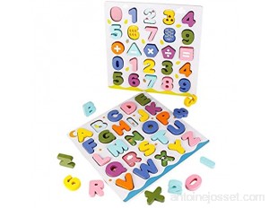 jerryvon Puzzle Jouet en Bois avec Alphabet Numéro Puzzle Encastrement Chiffre Lettre Bois Jouets Éducatifs Cadeaux Jeu de Puzzle Enfant 3 4 5 Ans Fille Garçon