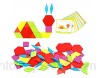 Lewo Puzzle en Bois Jouets Tangrams Blocs de Modèle Classiques Jouets Montessori Jouets éducatifs avec 130 pièces de Forme Géométrique et 24 Cartes de Conception pour Les Petits Garçons Filles Enfant