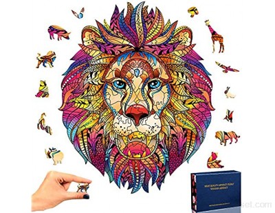 SPECOOL Puzzle en Bois Mysterious Lion 3D Puzzle Coloré Unique Forme Animale Jigsaw Pieces Puzzle en Bois Meilleur Cadeau pour Adultes et Enfants Collection de Jeux de Famille Lion
