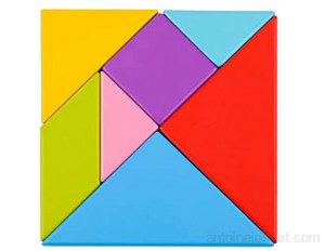 Tooky Toy Puzzle tangram enfant - Forme géométrique en bois - Puzzle enfant - Jouet d'apprentissage pour enfants - Blocs en bois - Jeu enfant