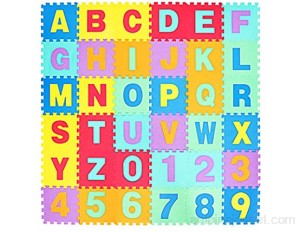 COSTWAY Puzzle Tapis Mousse Bébé Tapis de Sol à 36 Pièce Puzzle Multicolore Enfant Puzzle Mousse en Alphabet et Chiffres 31 5 x 31 5 cm