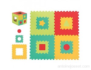 Ludi Tapis de Sol Epais pour l’Eveil de Bébé Puzzle Géant aux Motifs Géométriques dès 10 Mois Set de 6 Dalles Multicolore 1 Unité