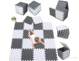 meiqicool Puzzle Tapis de Jeu Tapis de Jeu en Mousse de Tapis de Puzzle Tapis Enfants Blanc et Gris 0112