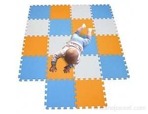 MQIAOHAM bébé dalles enfants jeux jouet mousses puzzle salle sol souple tapis non toxique Blanc-Orange-Bleu 101102107
