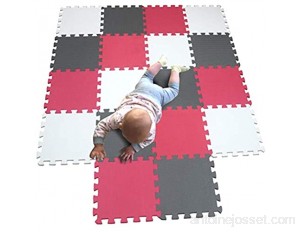 MQIAOHAM tapis de sol puzzle tapis mousse bebe jeu enfant aire de jeux pour puzzle multicolores enfants baby mat à ramper activite épais puzzle mat baby à ramper Blanc Rouge Gris 101109112