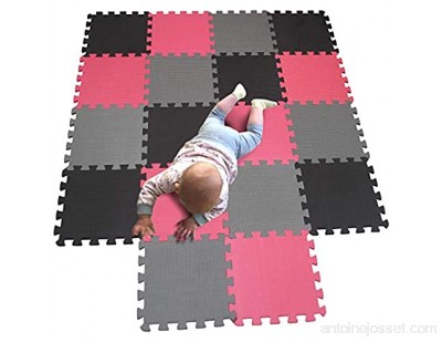 MQIAOHAM tapis de sol puzzle tapis mousse bebe jeu enfant aire de jeux pour puzzle multicolores enfants baby mat à ramper activite épais puzzle mat baby à ramper Noir Rouge Gris 104109112