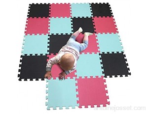 MQIAOHAM tapis de sol puzzle tapis mousse bebe jeu enfant aire de jeux pour puzzle multicolores enfants baby mat à ramper activite épais puzzle mat baby à ramper Noir Vert Rouge 104108109