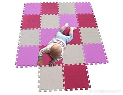 MQIAOHAM tapis de sol puzzle tapis mousse bebe jeu enfant aire de jeux pour puzzle multicolores enfants baby mat à ramper activite épais puzzle mat baby à ramper Rose Rouge Beige 103109110