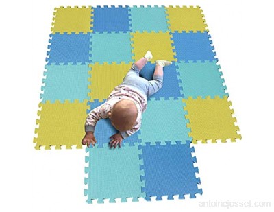MQIAOHAM tapis de sol puzzle tapis mousse bebe jeu enfant aire de jeux pour puzzle multicolores enfants baby mat à ramper activite épais puzzle mat baby à ramper Jaune Bleu Vert 105107108
