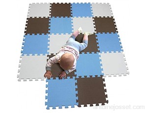 MQIAOHAM tapis de sol puzzle tapis mousse bebe jeu enfant aire de jeux pour puzzle multicolores enfants baby mat à ramper activite épais puzzle mat baby à ramper Blanc Café Bleu 101106107