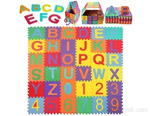 Tapis de protection StillCool - Puzzle - Pour enfants - Avec lettres et chiffres - Tapis de jeu antidérapant - 36 pièces - Pour bébé et enfant - 15 x 15 cm