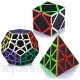 Maomaoyu Speed Cube Ensemble Pyraminx+Megaminx+Skewb 3 Pack Puzzle Twist Magic Cube Fibre de Carbone Autocollant Cube de Vitesse Magique Cadeau de Vacances pour Enfants Adultes Noir