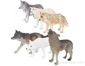 Felenny 6 Pièces Loup Jouets Figurines Animales Simulation Figurine Animale Éducative Réaliste Modèle Animal Jouet Décoration de La Maison pour Les Tout-Petits