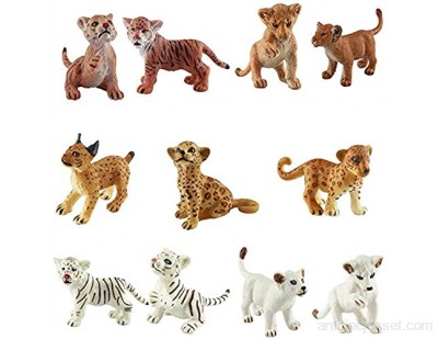 FLORMOON Figure Animale réaliste 11pcs Figurines d\'animaux Mignons Figurines de Chien émulées peintes à la Main Les Lions Tigres Guépards Lynx Figurine Toy Set pour Les Enfants en Bas âge