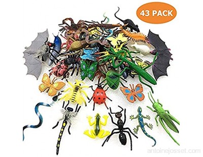 GuassLee 43 Pack Mini Insectes Réalistes Faux Bugs Jouets pour Enfants