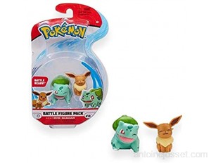 Bandai - Pokémon - Pack de 2 figurines Battle - Bulbizarre Bulbasaur & Evoli Eevee - Figurines 5 cm à collectionner - WT97886