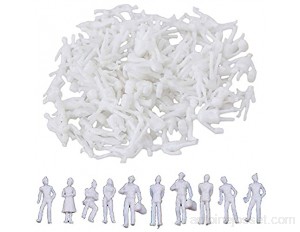 BESTZY 50pcs Figurines Personnages Non peintes Blanc Modèle Plastique Décor Modèle Jouet Debout Posture Passager Park 1:50