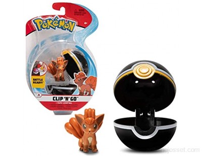 Pokemon Clip \'N\' Go Vulpix Goupix & Poké Ball | Contient 1 Figurine de 5 cm et 1 Poké Ball | Nouvelle Vague 2021 | Licence Officielle